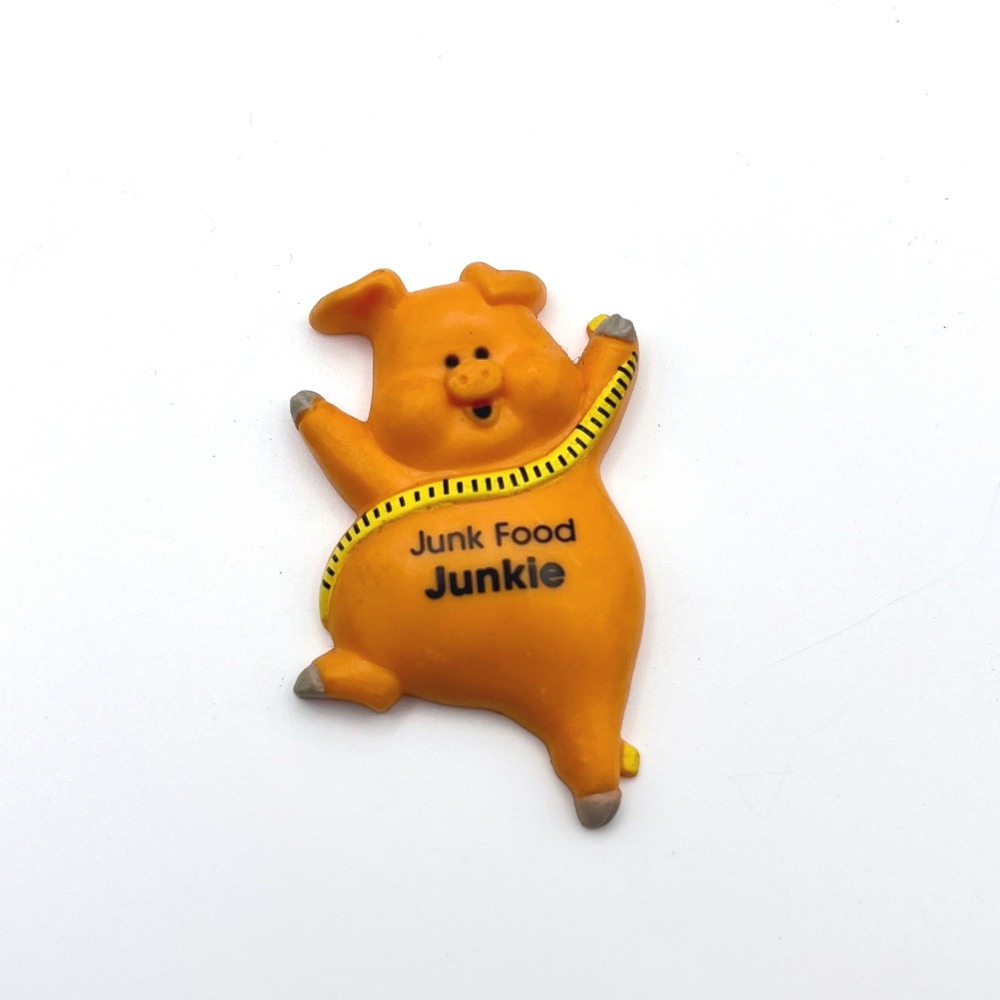 Vintage Russ Brand Orange Pig‎ Junk Food Junkie Magnet